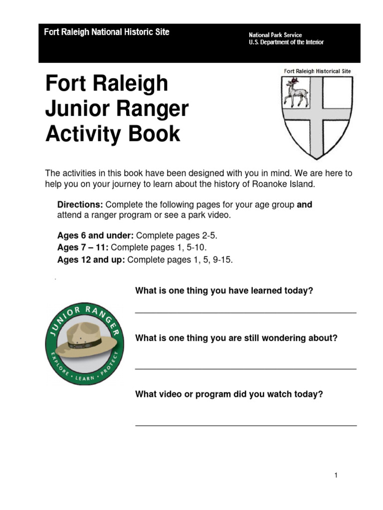 Fort Raleigh Junior Ranger Activity Book | PDF | Roanoke Colony | Radio