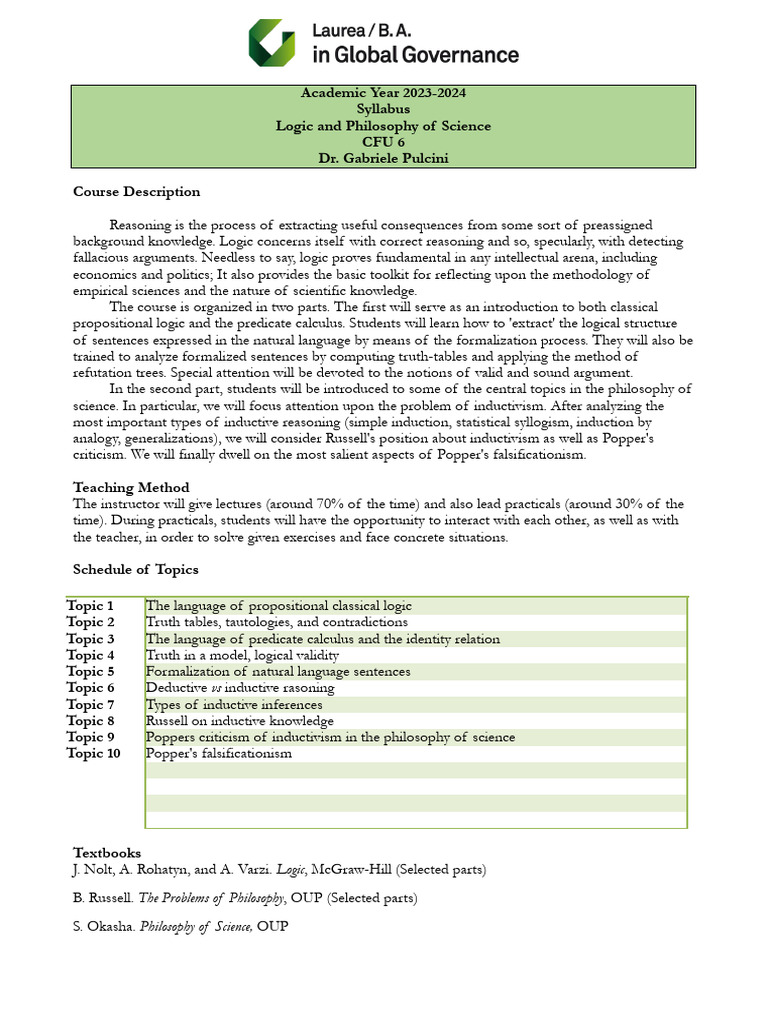 Syllabus Logic Philosophy of Science 2023 2024 2023 09 10 11 56 38 ...