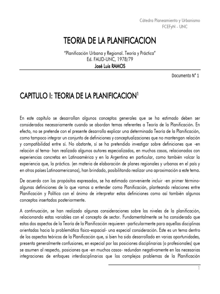Teoría de la Planificación Urbana y Regional | PDF | Planificación ...