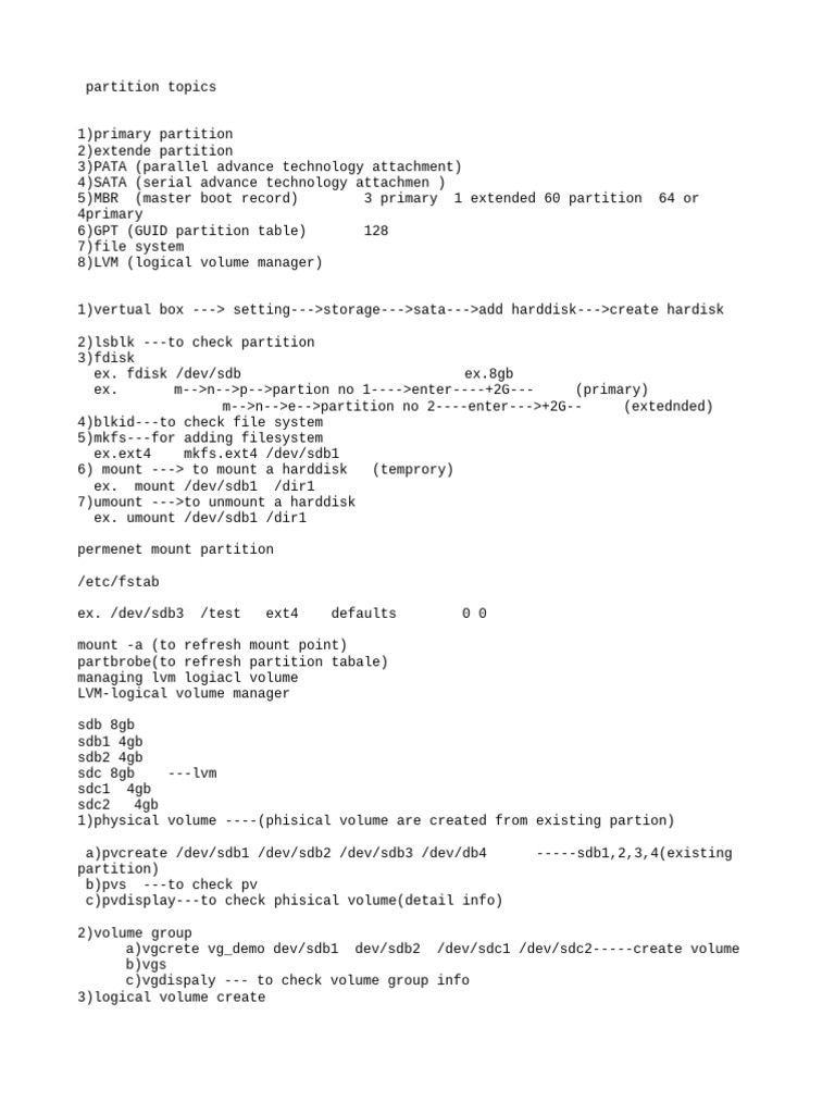 Understanding Disk Partitions and LVM | PDF