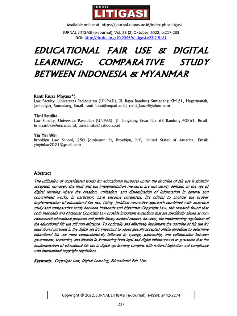 5181-Research Results-26006-2-10-20221031 | PDF | Copyright | Fair Use