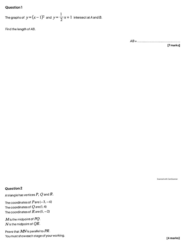 Coordinate Geometry Set 3 | PDF