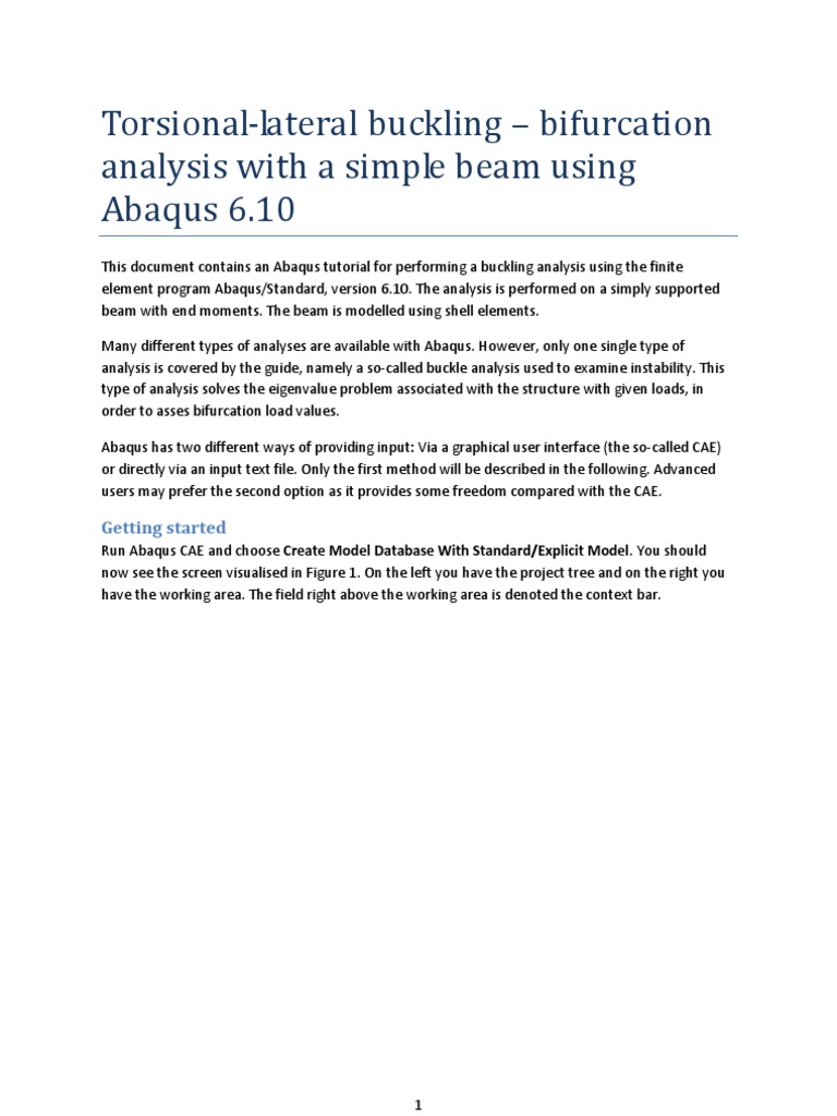 Abaqus Buckling Analysis Tutorial | PDF | Buckling | Finite Element Method