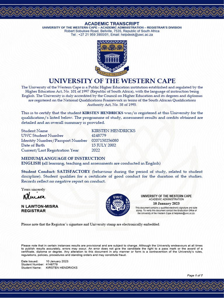 2021:2022 UWC Transcript | Download Free PDF | Diploma | Accounting