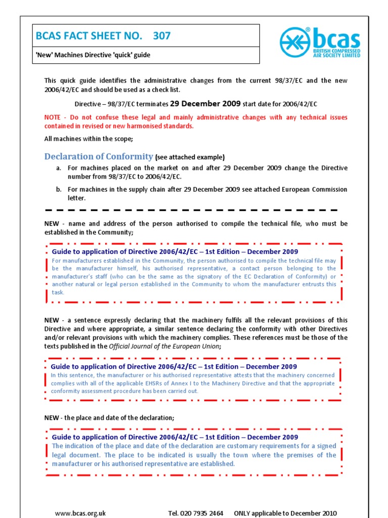 FCT307 Machines Directive Quick GuideC | PDF | Machine (Mechanical ...