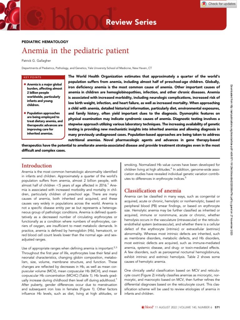 Anemia in The Pediatric Patient | PDF | Anemia | Vertebrates