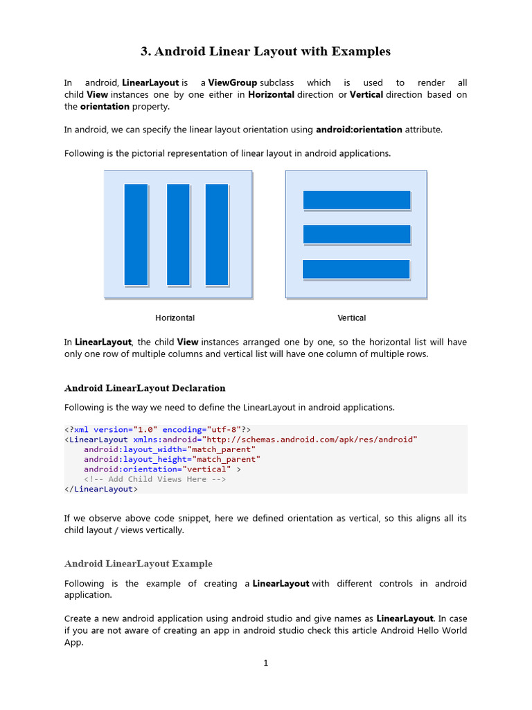 LinearLayout With Examples | PDF | Android (Operating System ...