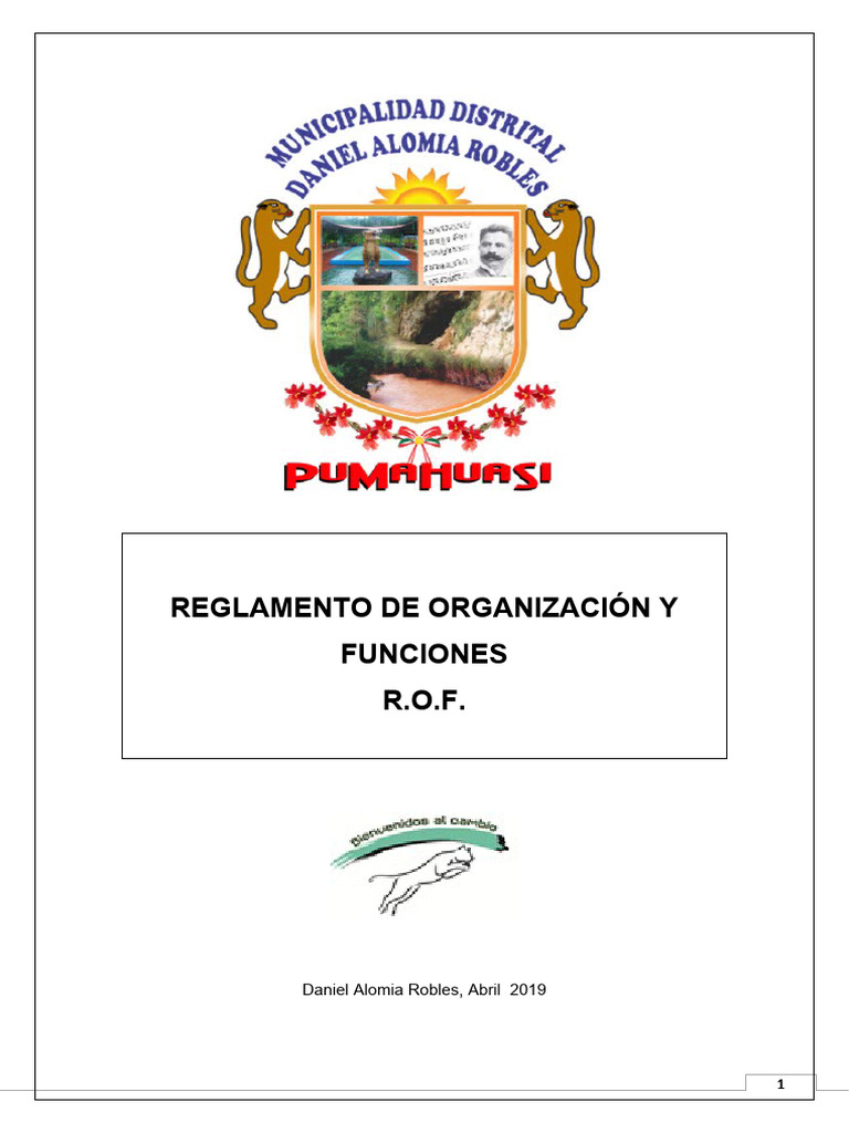 Rof Municipalidad Distrital Daniel Alomia Robles - Pumahuasi | PDF ...