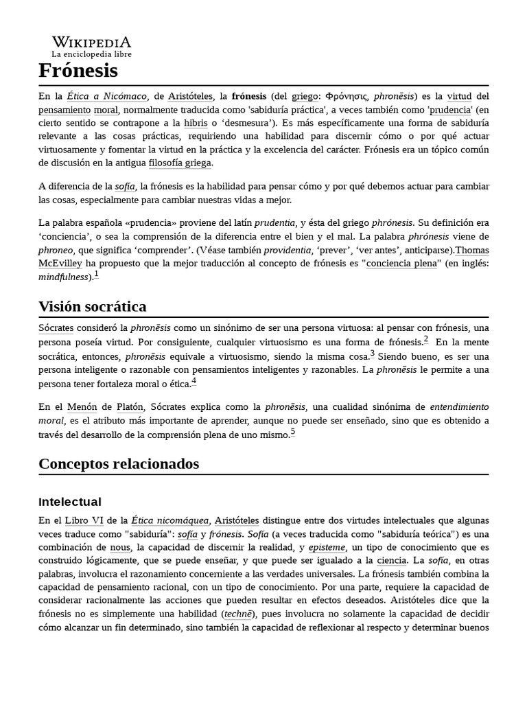 Frónesis: Sabiduría Práctica en Ética | PDF | Ciencia cognitiva ...