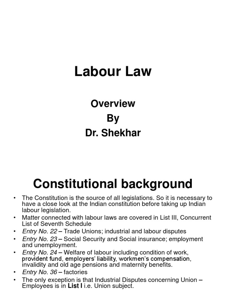 Overview of Indian Labour Laws | PDF | Labour Law | Public Sphere
