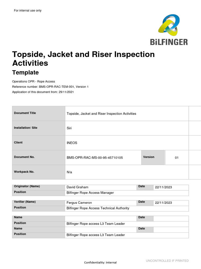Rope Access OPR Template for Inspections | PDF | Nondestructive Testing ...
