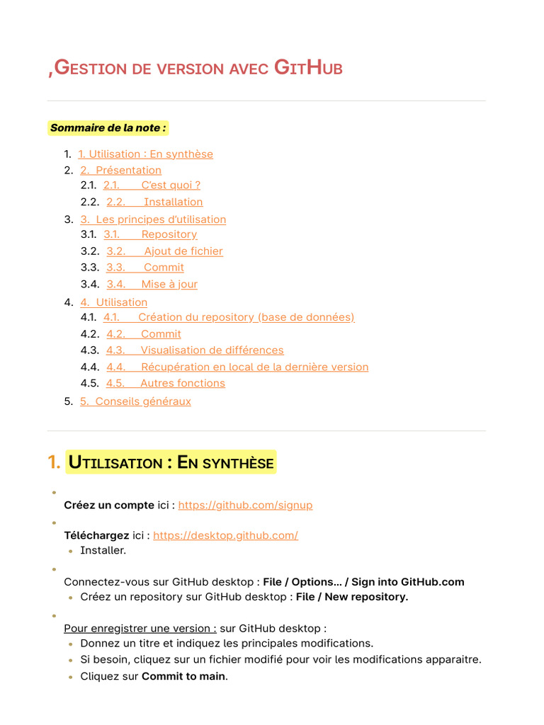 Gestion de version avec GitHub | PDF | Gestion de versions ...