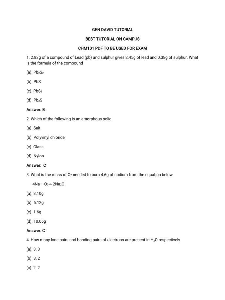 CHM101 | PDF | Chemical Bond | Ionic Bonding