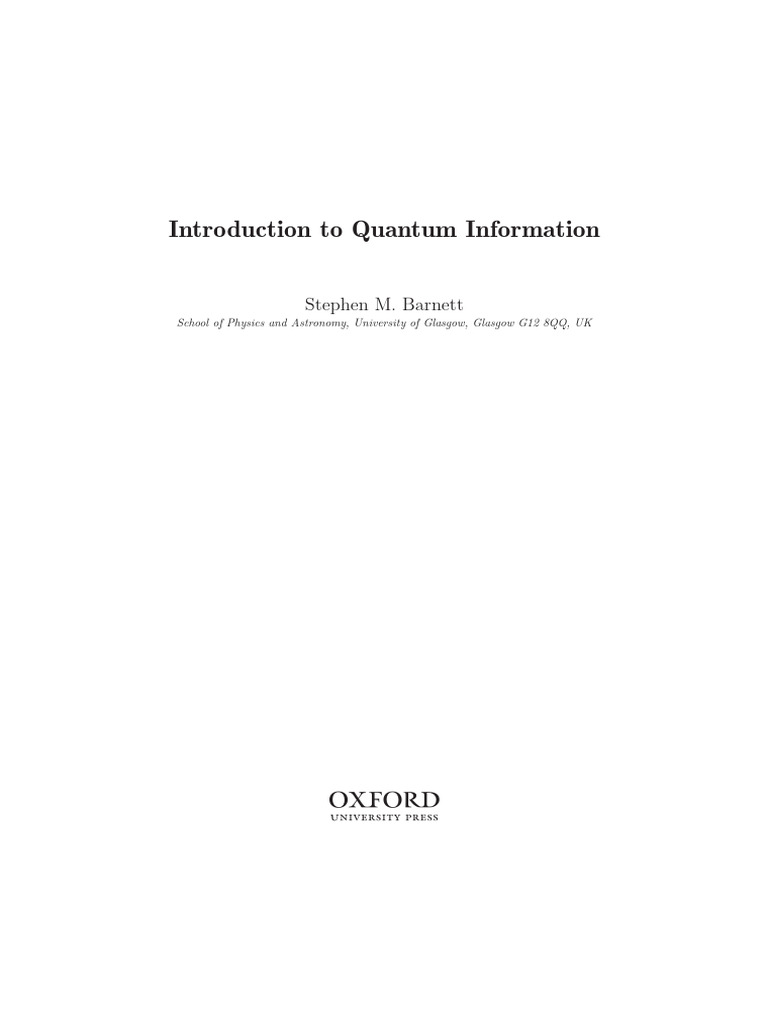 Introduction to Quantum Information Theory | PDF | Quantum Computing ...