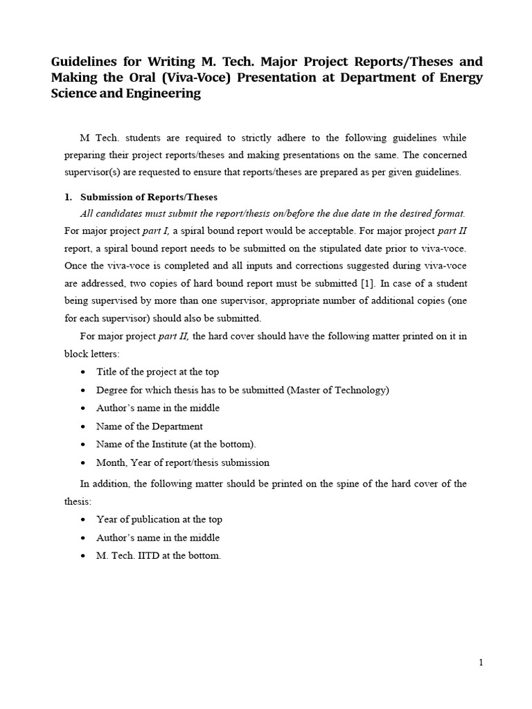 M. Tech Project Report Guidelines | PDF | Thesis | Science