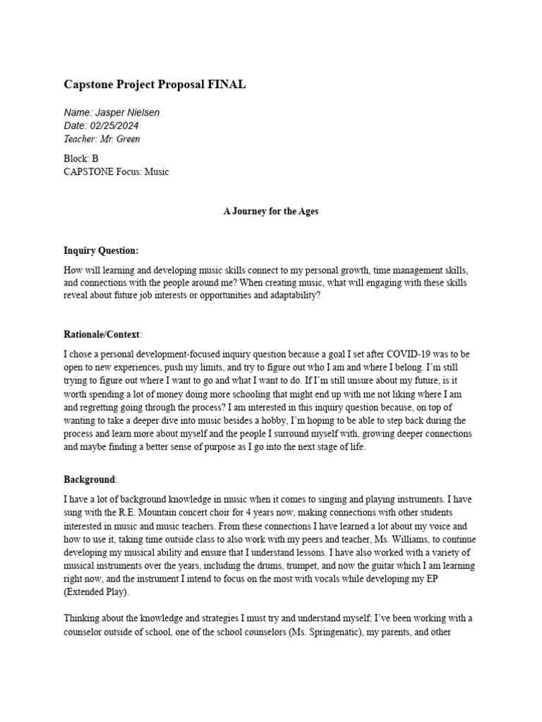 Capstone Proposal Final | PDF | Sheet Music | Singing
