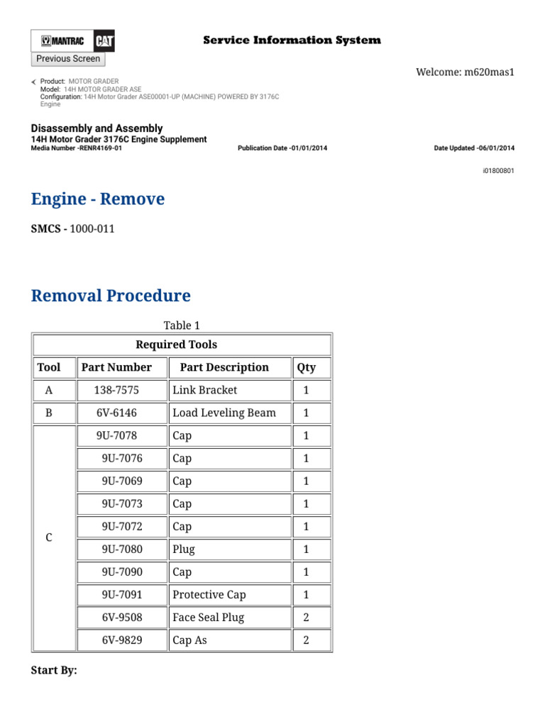 14H Motor Grader ASE00001-UP (MACHINE) POWERED BY 3176C Engine ...