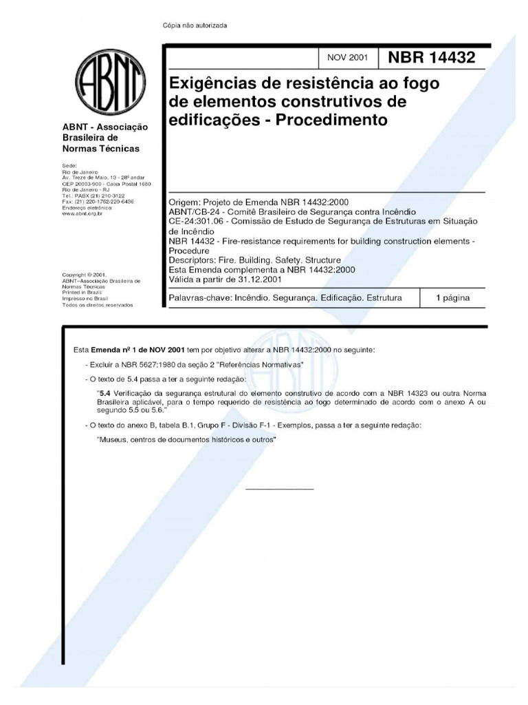 Toaz - Info NBR 14432 2001 Exigencias de Resistencia Ao Fogo de ...