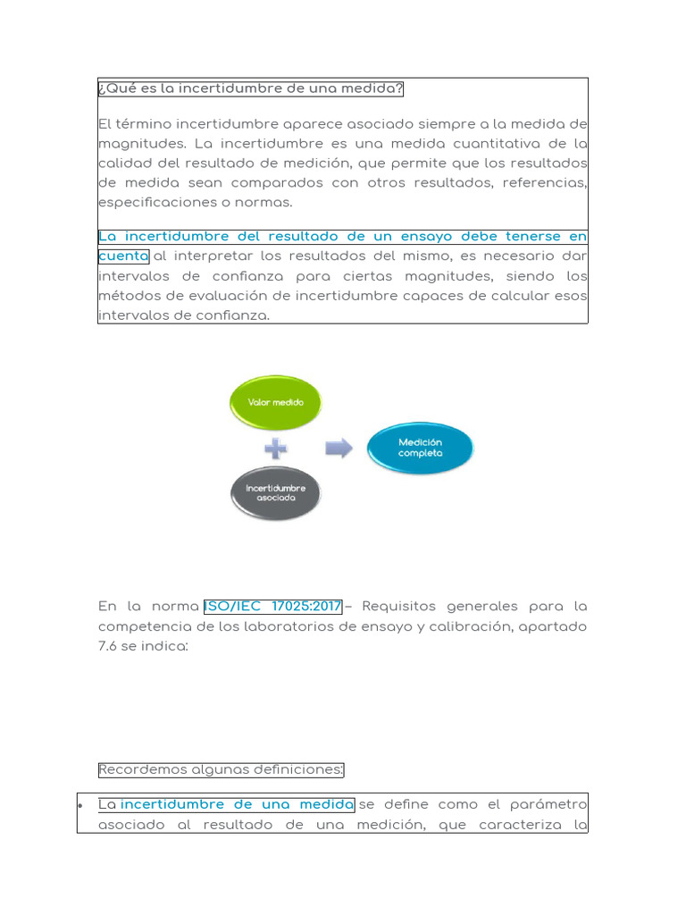 Qué Es La Incertidumbre de Una Medida | PDF | Incertidumbre | Medición