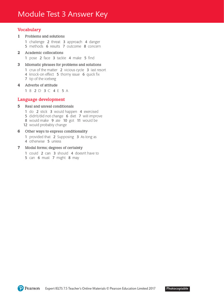IELTS 7.5 Module Test 3 Answer Key | PDF