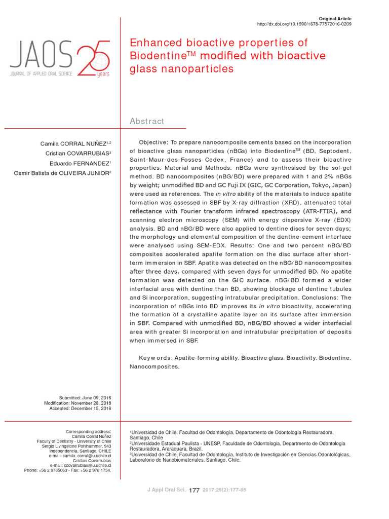 Enhanced Biactive Properties of Biodentine | PDF | Energy Dispersive X ...