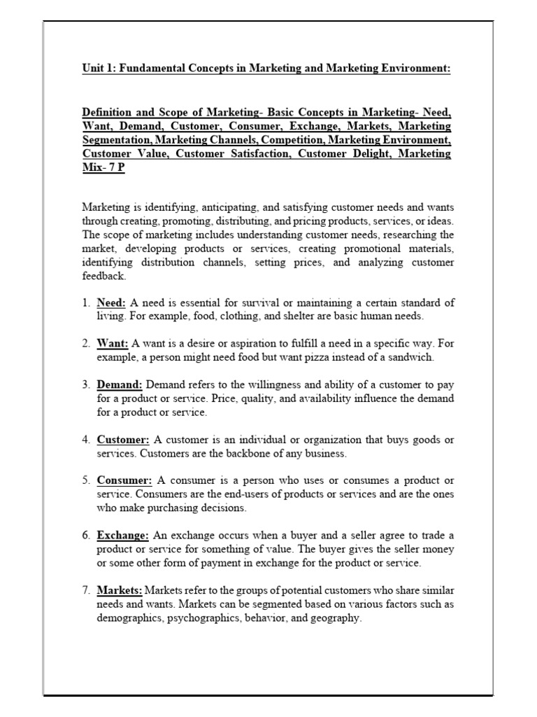 Marketing Notes All Units | PDF | Marketing | Market Segmentation