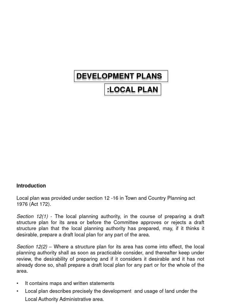 Development Plans-Local Plan | PDF