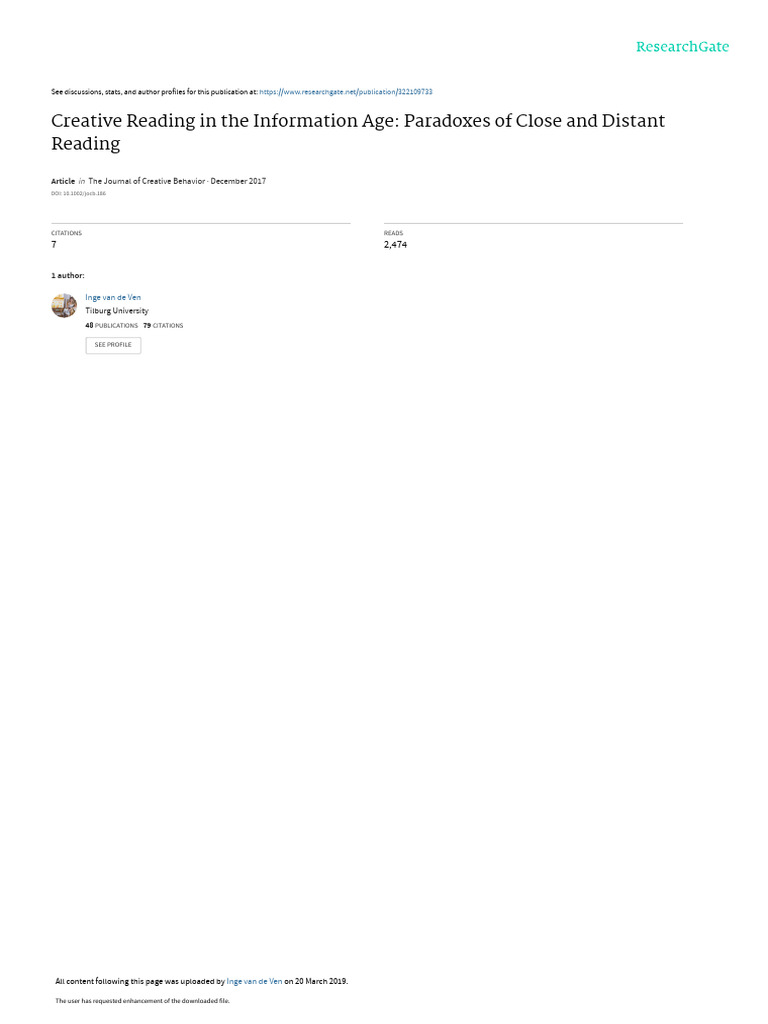 The Journal of Creative Behavior | PDF | Creativity | Thought