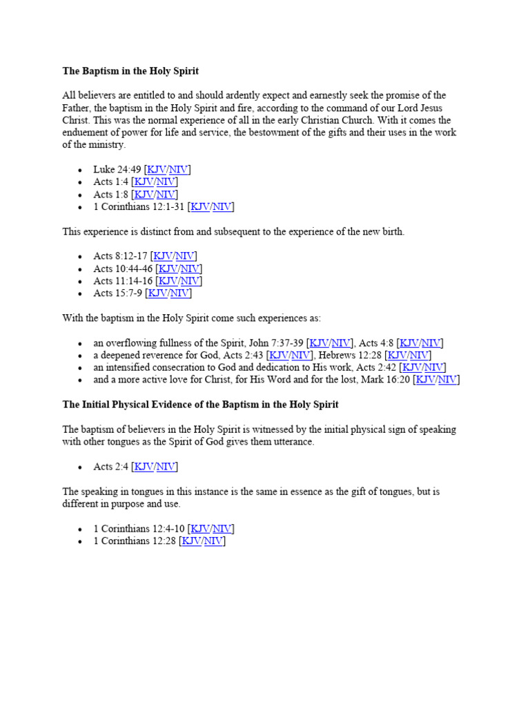 The Baptism in The Holy Spirit | PDF