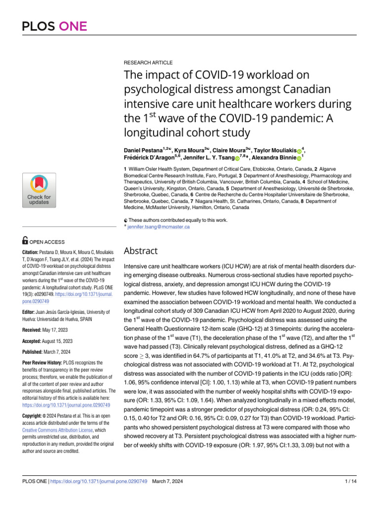 The Impact of COVID-19 Workload On Psychological D | PDF | Survey ...