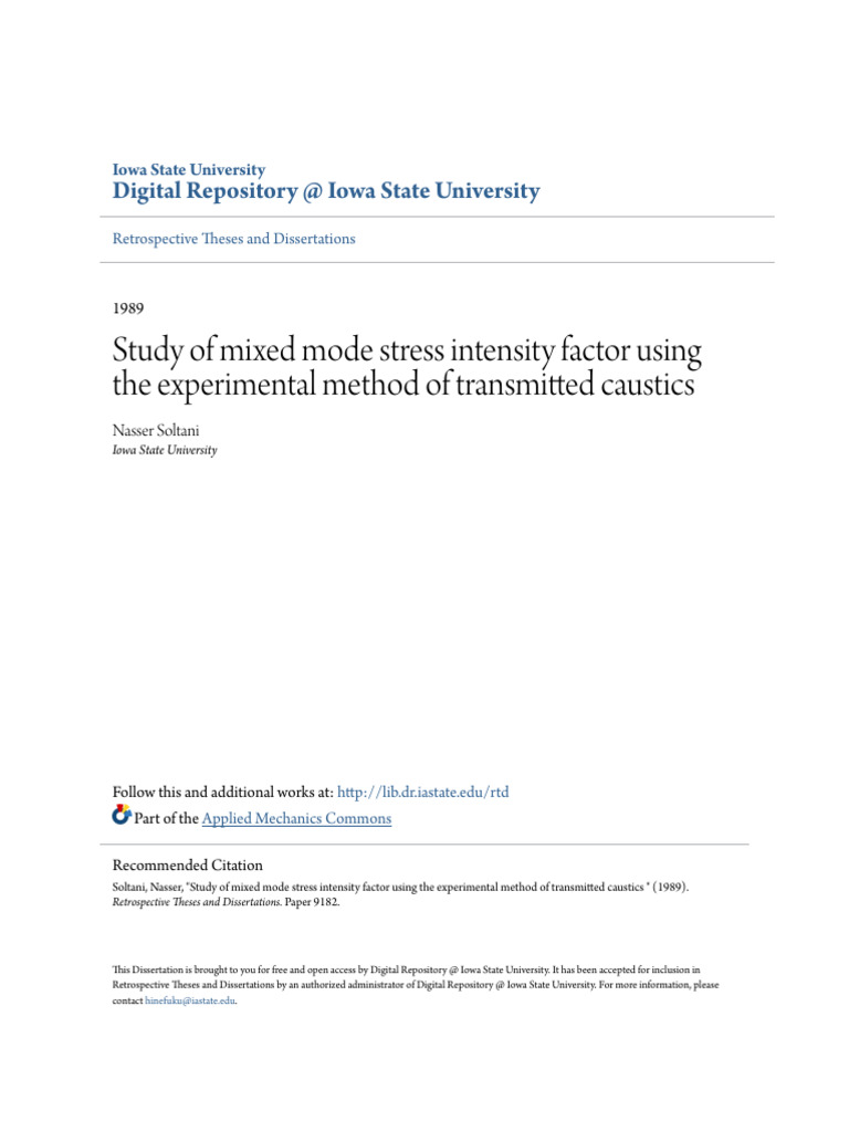 Nasser Soltani Study of Mixed Mode Stress Intensity Factor Using The ...