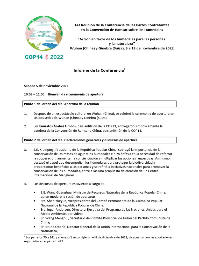 Cop14 Report S | PDF | Organización de Comida y Agricultura | Presupuesto