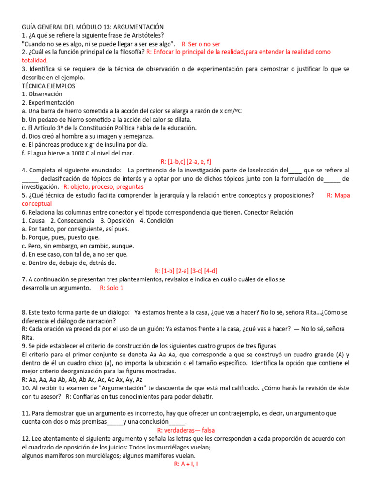 Examen Contestado Módulo 13: Argumentación | PDF | Hipótesis | Falacia