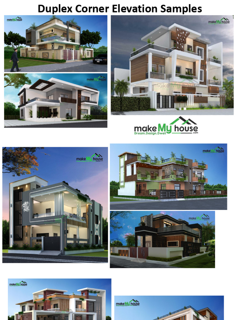 G+1 Corner Duplex Elevation Samples | PDF