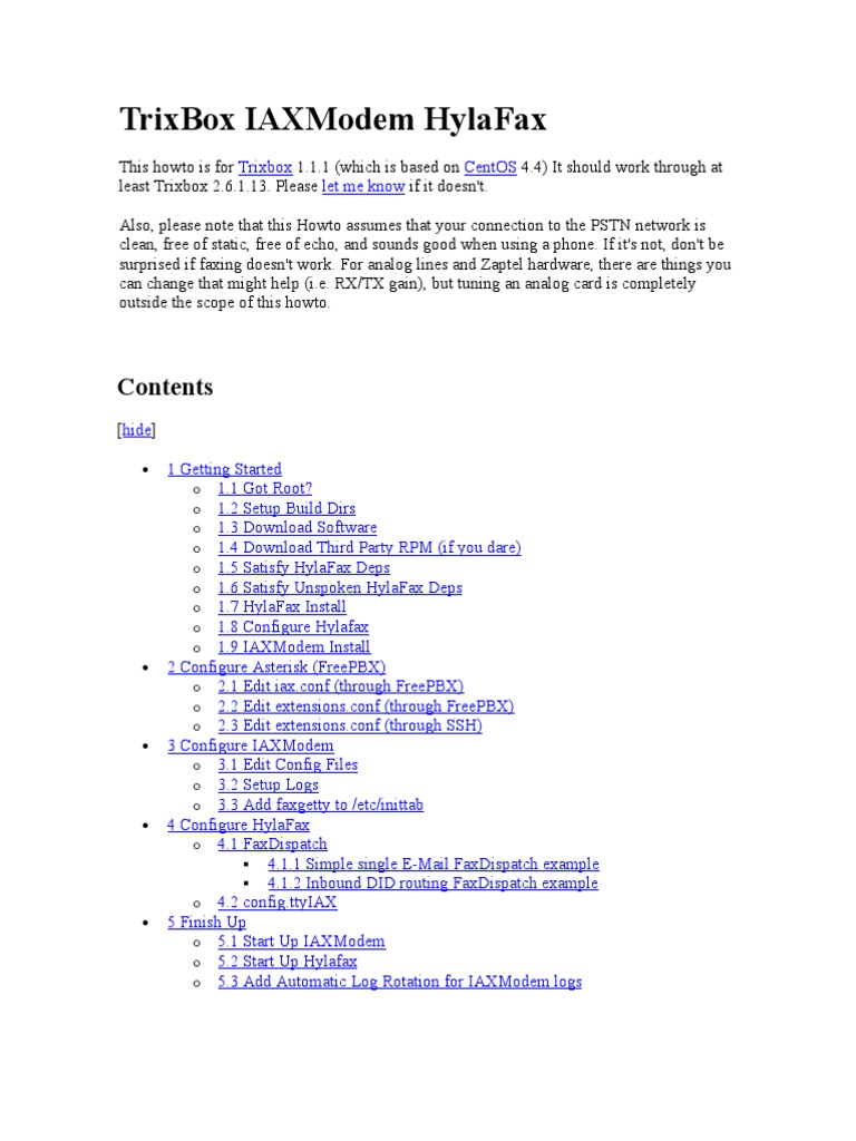 TrixBox IAXModem and HylaFax Setup | PDF | Email | Data Transmission