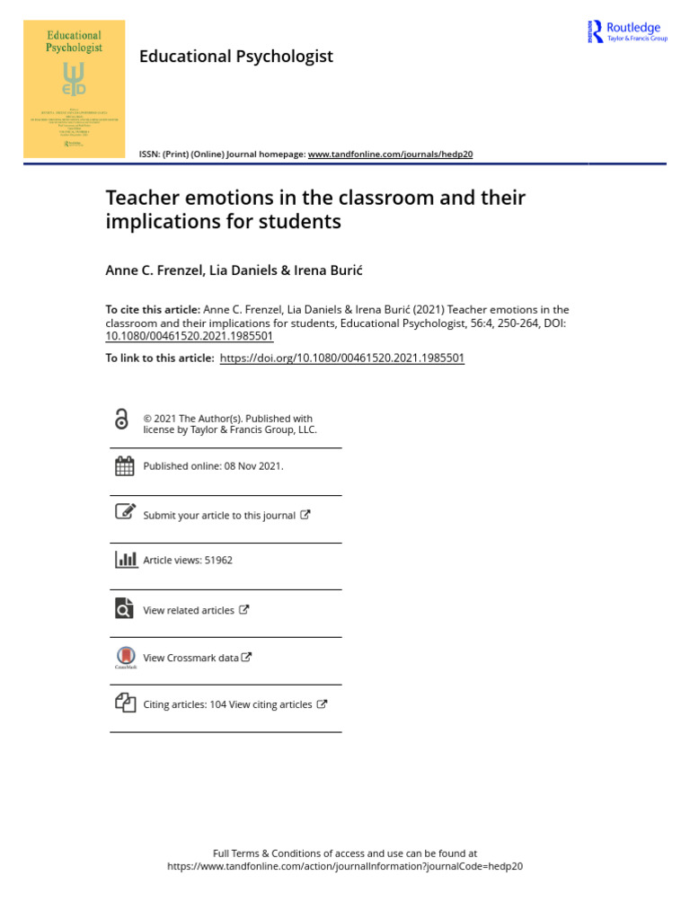 Teacher Emotions and Student Outcomes | PDF | Emotions | Teachers