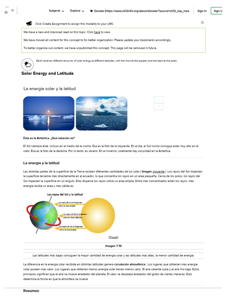 La Energía Solar y La Latitud (Read) - Earth Science - CK-12 Foundation ...
