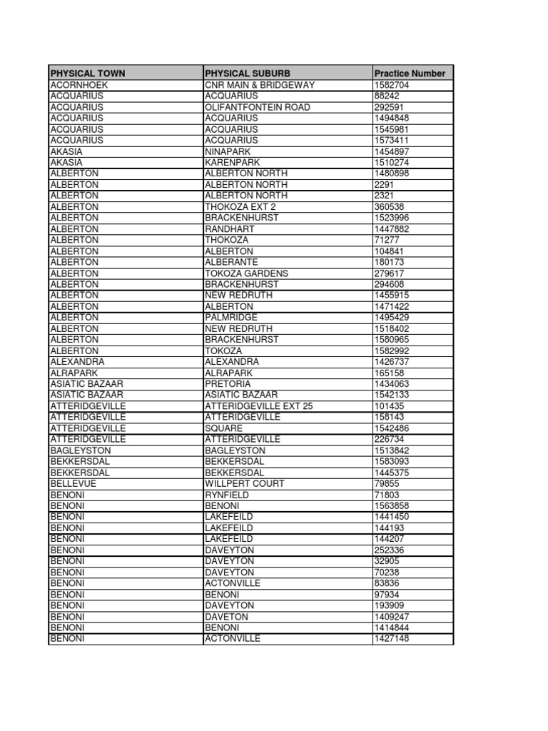 Doctor Contact Numbers and Prices | PDF | Johannesburg