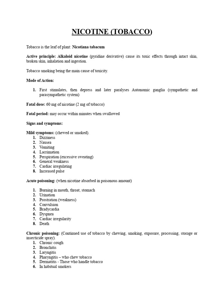 Understanding Tobacco Nicotine Toxicity | PDF | Nicotine | Tobacco