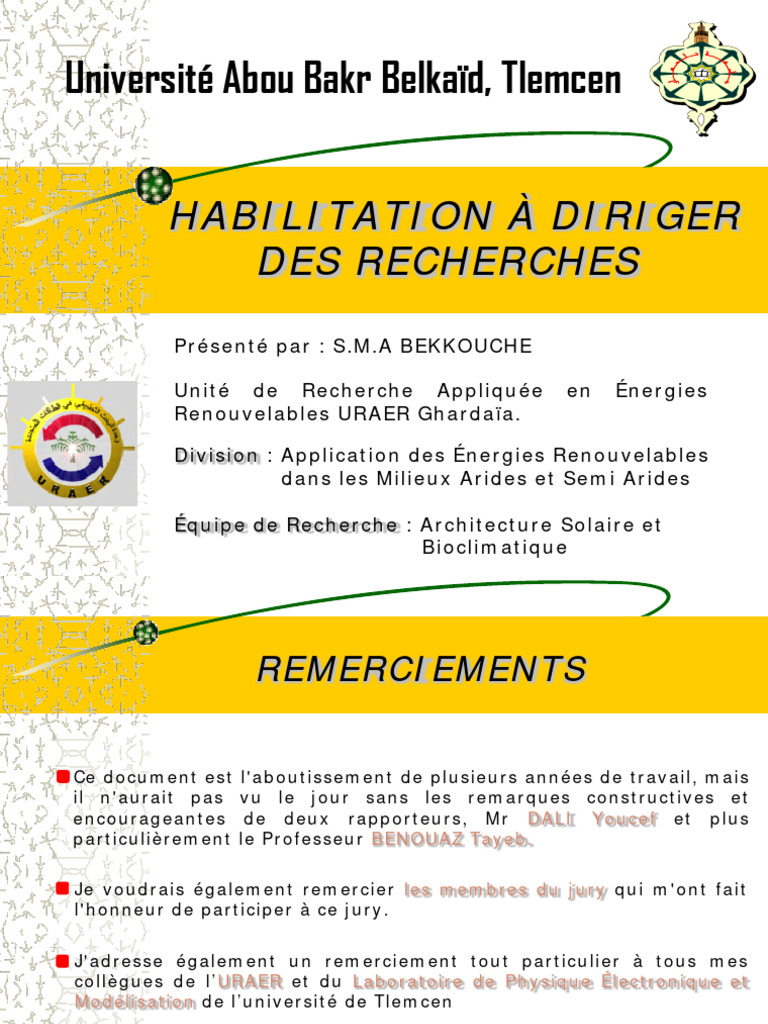 Habilitation à Diriger des Recherches | PDF | Toit | Soleil