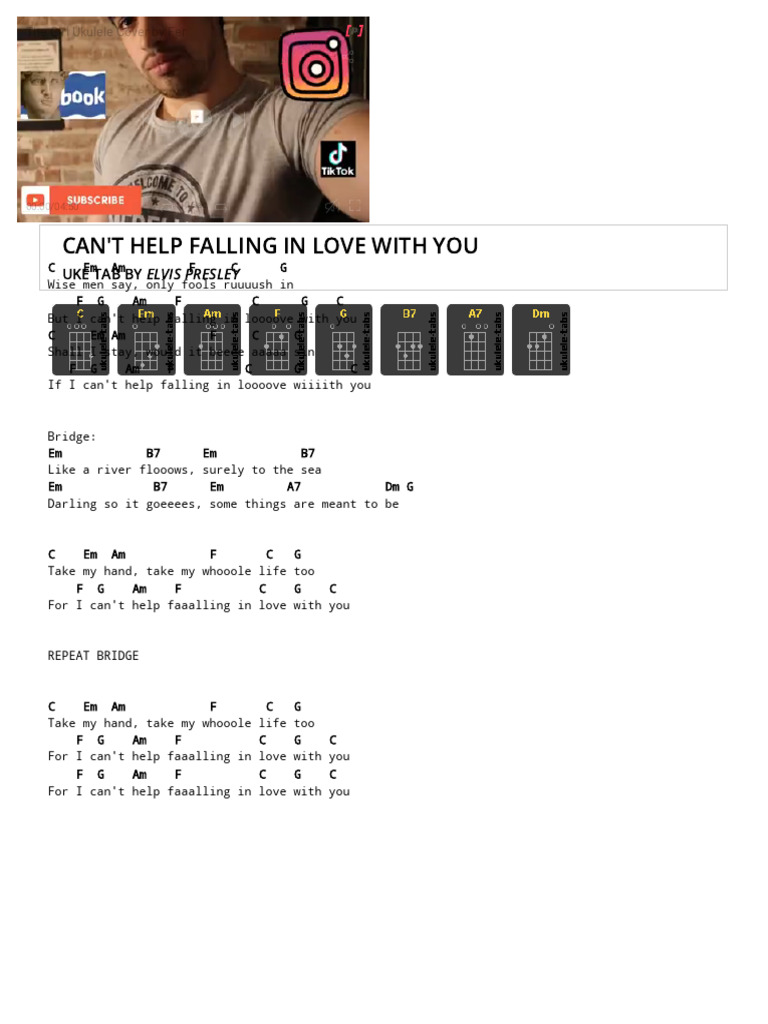 Can't Help Falling in Love With You Uke Tab by Elvis Presley Ukulele