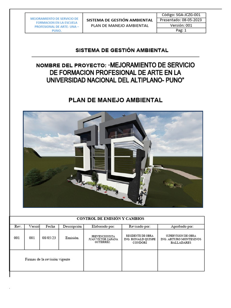 Plan de Manejo Ambiental en Puno | PDF | Residuos | Entorno natural