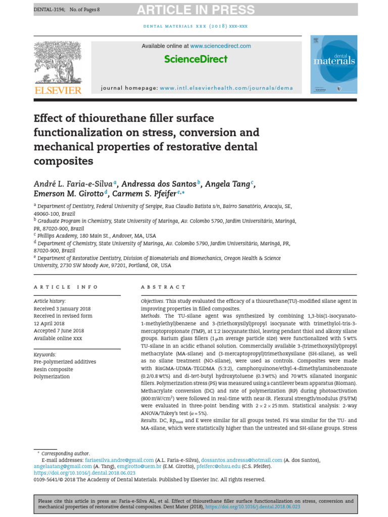 Effect of Thiourethane Filler Surface Functionalization On Stress, Conversion and Mechanical