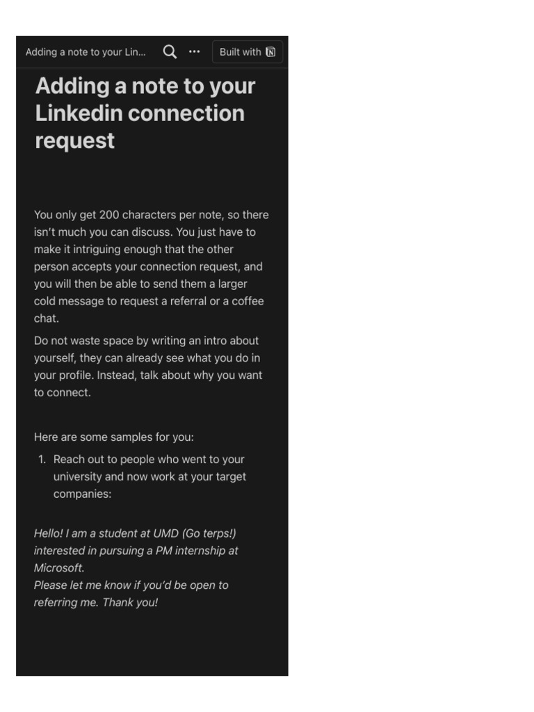 LinkedIn Connection Note Tips | PDF