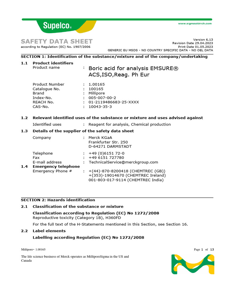Boric Acid | PDF | Dangerous Goods | Toxicity