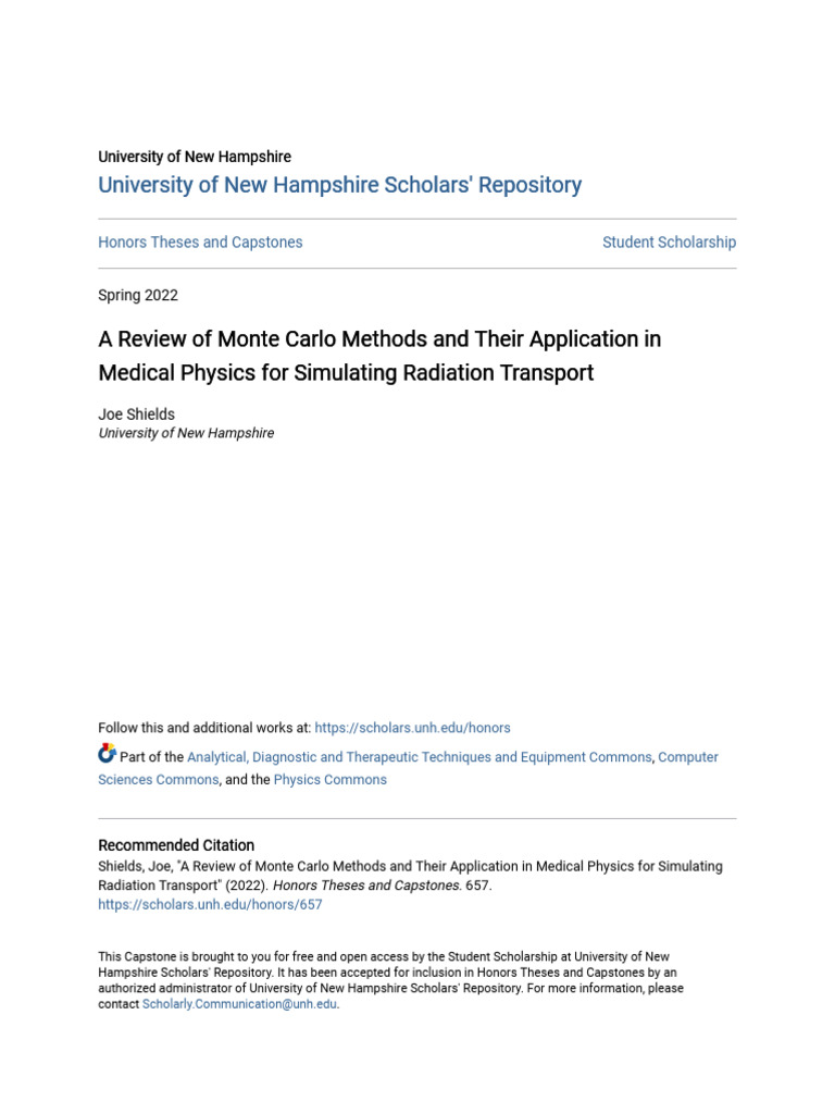 A Review of Monte Carlo Methods and Their Application in Medical | PDF ...