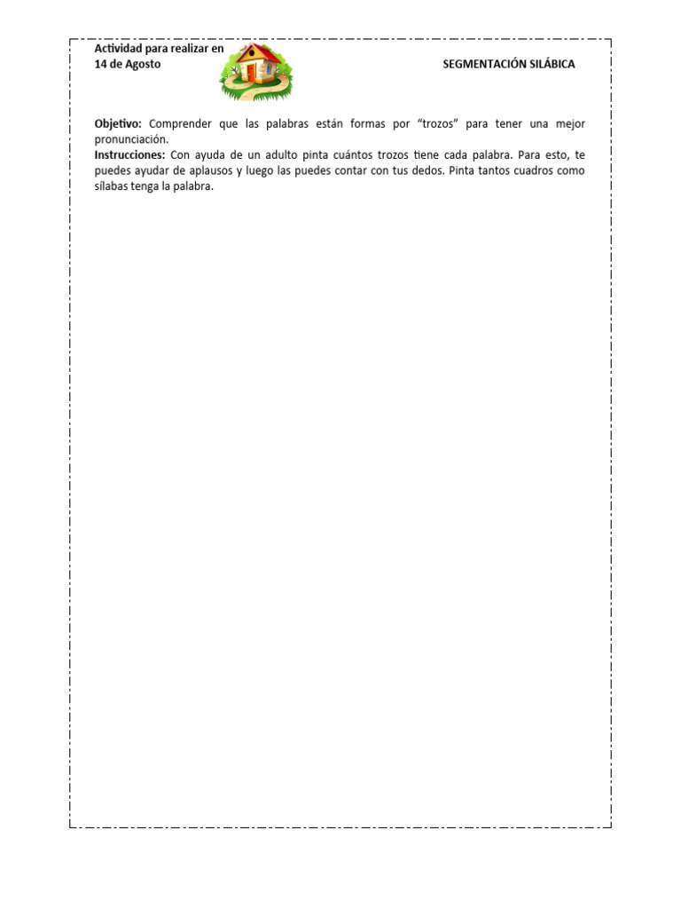 Actividad de Segmentación Silábica | PDF | Artes del Lenguaje y ...