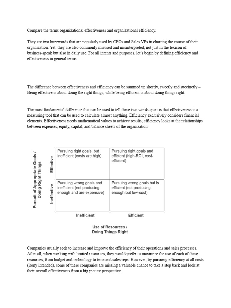 Efficiency vs. Effectiveness in Business | PDF | Efficiency | Goal