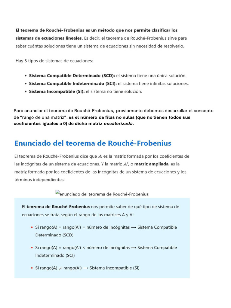 Teorema Rouché Frobenius | PDF