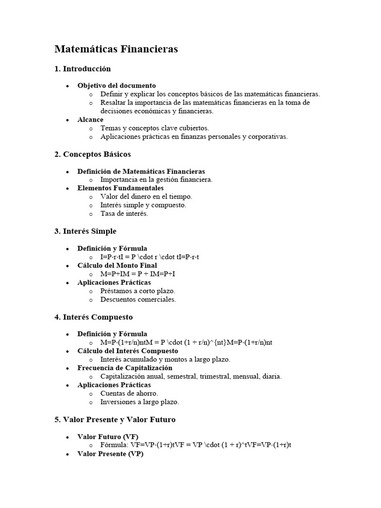 Fundamentos de Matemáticas Financieras | PDF | Finanzas Matemáticas ...